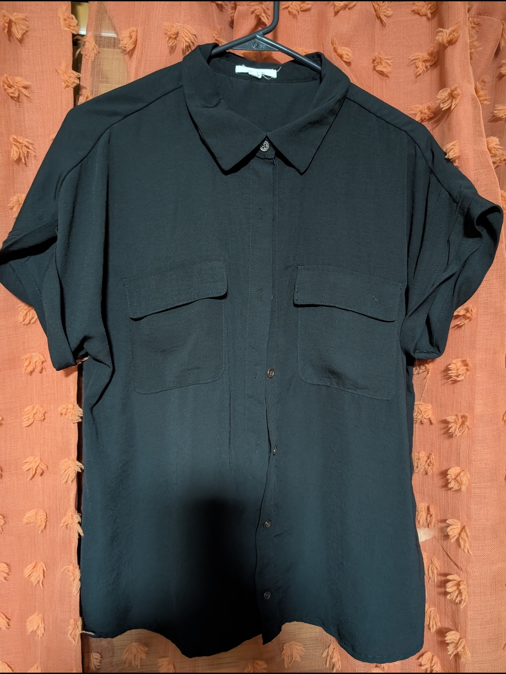Maurices Black Short-Sleeve Button-Down Shirt with Chest Pockets